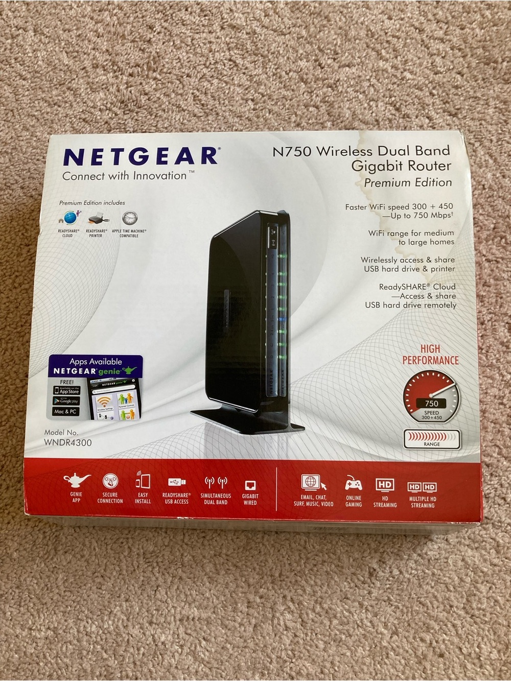 NETGEAR N750 Wireless Dual Band Gigabit Router WNDR4300 Premium Edition